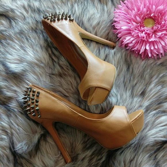 Bakers Shoes - Bakers Spiked peep toe stiletto platform 6.5